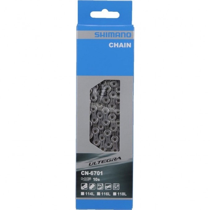 Цепь SHIMANO ULTEGRA, 6701, 10 скоростей, 114 звеньев, ампульный пин (1шт) ICN6701114