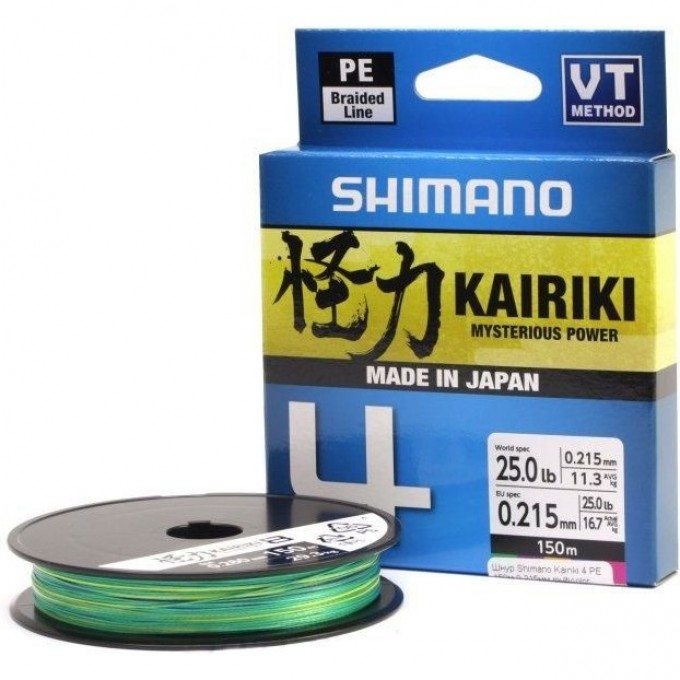 Леска плетёная SHIMANO KAIRIKI 4 PE 150 м разноцветная 0.28 мм 26 кг LDM54TE4028015M