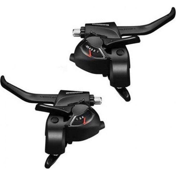 Шифтер/Тормозная ручка SHIMANO TOURNEY, EF41, левый/правый, 3x6 скоростей, трос+оплетка, черный ESTEF41P6AL