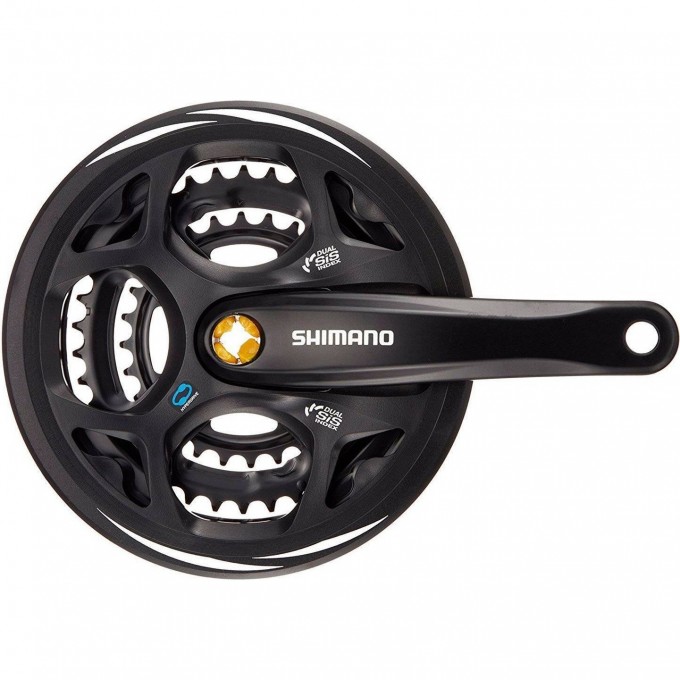 Система SHIMANO ALTUS, M311, 175 мм, квадрат, 48/38/28T, с защитой, черный EFCM311E888CL
