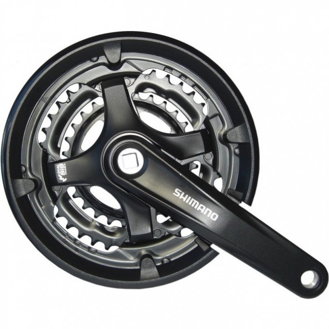 Система SHIMANO TOURNEY TY701, 175 мм, квадрат, 42/34/24(черный), с защитой, с болтами, серебристый EFCTY701E244CS1