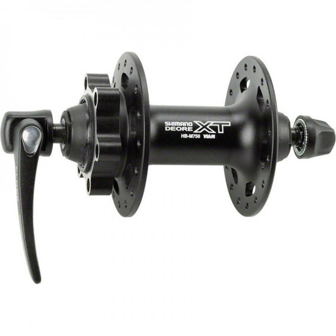 Втулка передняя SHIMANO DEORE XT, M756, 32 отверстий, 6-болт, QR, черный EHBM756BL